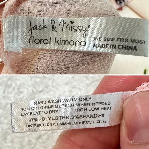 Jack & Missy Crinkle Fabric Floral Kimono Ruffle Sleeve Fairy Boho Sz: OS - Picture 6 of 7